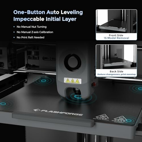 3D printer with auto leveling and easy model removal.
