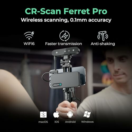 CR-Scan Ferret Pro wireless scanner with features like WiFi6, faster transmission, and anti-shaking.